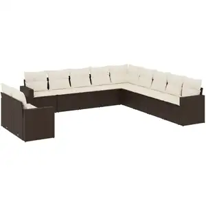 Comparateur de prix : vidaXL Salon de jardin et coussins 11 pcs marron résine tressée