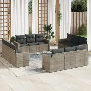Comparateur de prix : vidaXL Salon de jardin avec coussins 12 pcs gris résine tressée