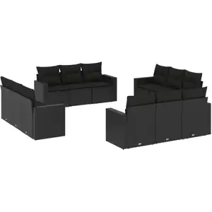 Comparateur de prix : vidaXL Salon de jardin 12 pcs avec coussins noir résine tressée