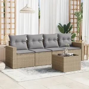 Comparateur de prix : vidaXL Salon de jardin avec coussins 5 pcs beige résine tressée