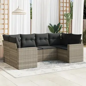 vidaXL Salon de jardin 6 pcs avec coussins gris clair résine tressée pas cher