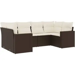 vidaXL Salon de jardin avec coussins 6 pcs marron résine tressée pas cher