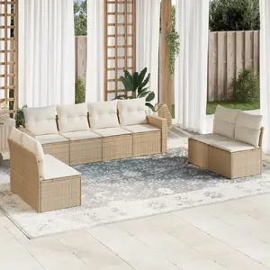 vidaXL Salon de jardin avec coussins 8 pcs beige résine tressée pas cher