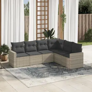 vidaXL Salon de jardin 6 pcs avec coussins gris clair résine tressée pas cher