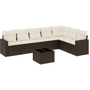 Comparateur de prix : vidaXL Salon de jardin 8 pcs avec coussins marron résine tressée