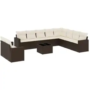 Comparateur de prix : vidaXL Salon de jardin et coussins 11 pcs marron résine tressée