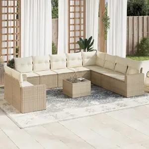 Comparateur de prix : vidaXL Salon de jardin 11 pcs avec coussins beige résine tressée