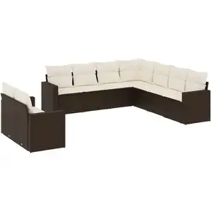 Comparateur de prix : vidaXL Salon de jardin avec coussins 9 pcs marron résine tressée
