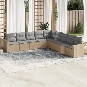 Comparateur de prix : vidaXL Salon de jardin avec coussins 9 pcs beige résine tressée