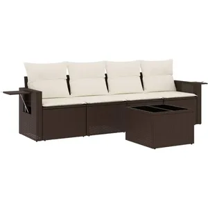 Comparateur de prix : vidaXL Salon de jardin avec coussins 5 pcs marron résine tressée