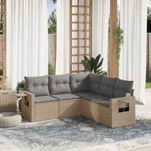 vidaXL Salon de jardin avec coussins 5 pcs beige résine tressée pas cher