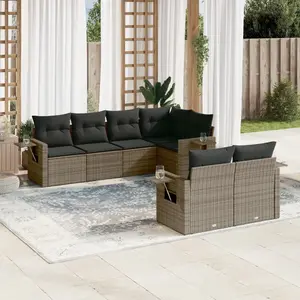 vidaXL Salon de jardin avec coussins 7 pcs gris résine tressée pas cher