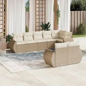 vidaXL Salon de jardin avec coussins 8 pcs beige résine tressée pas cher
