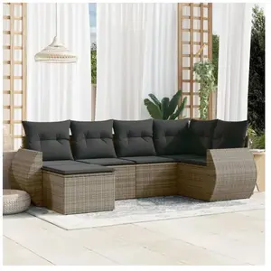 vidaXL Salon de jardin 6 pcs avec coussins gris résine tressée pas cher