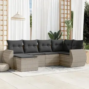 vidaXL Salon de jardin 6 pcs avec coussins gris clair résine tressée pas cher