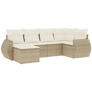 vidaXL Salon de jardin avec coussins 6 pcs beige résine tressée pas cher