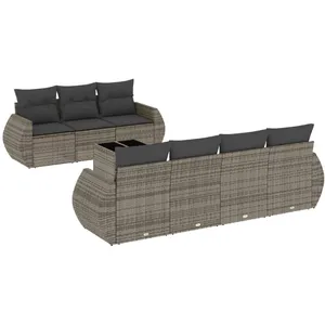 vidaXL Salon de jardin 8 pcs avec coussins gris résine tressée pas cher