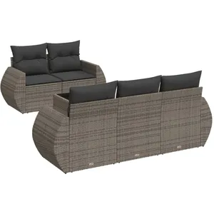vidaXL Salon de jardin 6 pcs avec coussins gris résine tressée pas cher