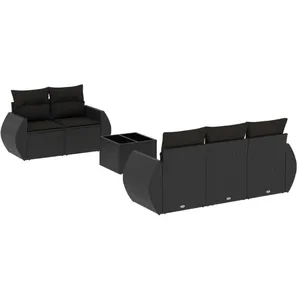 vidaXL Salon de jardin 6 pcs avec coussins noir résine tressée pas cher