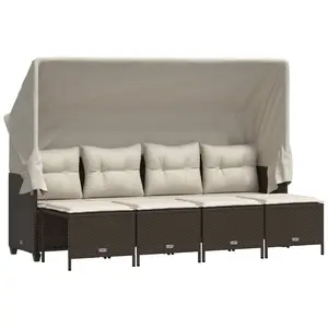 vidaXL Salon de jardin avec coussins 5 pcs marron résine tressée pas cher
