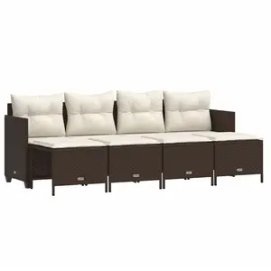 vidaXL Salon de jardin avec coussins 5 pcs marron résine tressée pas cher