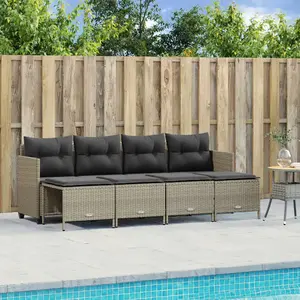 vidaXL Salon de jardin 5 pcs avec coussins gris clair résine tressée pas cher