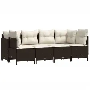 vidaXL Salon de jardin avec coussins 5 pcs marron résine tressée pas cher