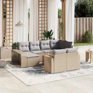 vidaXL Salon de jardin 11 pcs avec coussins beige résine tressée pas cher