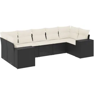 vidaXL Salon de jardin 7 pcs avec coussins noir résine tressée pas cher