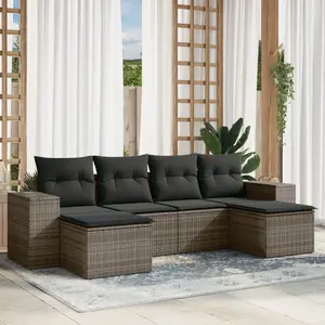 vidaXL Salon de jardin 6 pcs avec coussins gris résine tressée pas cher