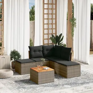 vidaXL Salon de jardin 6 pcs avec coussins gris résine tressée pas cher
