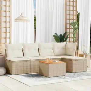 vidaXL Salon de jardin avec coussins 6 pcs beige résine tressée pas cher