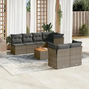 vidaXL Vidaxl Salon De Jardin 8 Pcs Avec Coussins Gris Résine Tressée pas cher