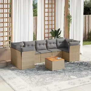 Vidaxl salon de jardin avec coussins 8pcs mélange beige résine tressée pas cher