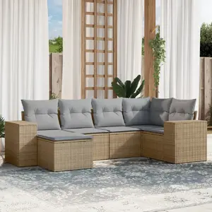 vidaXL Salon de jardin avec coussins 6 pcs beige résine tressée pas cher