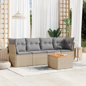 vidaXL Salon de jardin avec coussins 5pcs mélange beige résine tressée pas cher