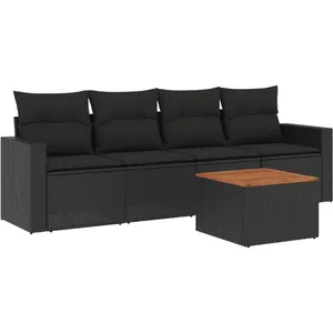 Comparateur de prix : vidaXL Salon de jardin 5 pcs avec coussins noir résine tressée