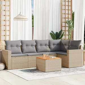 vidaXL Salon de jardin avec coussins 6pcs mélange beige résine tressée pas cher