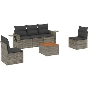 vidaXL Salon de jardin 6 pcs avec coussins gris résine tressée pas cher