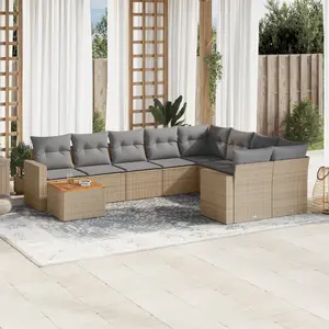 vidaXL Salon de jardin et coussins 10 pcs mélange beige résine tressée pas cher