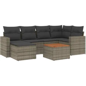 vidaXL Salon de jardin avec coussins 7 pcs gris résine tressée pas cher