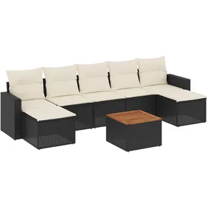 vidaXL Salon de jardin 8 pcs avec coussins noir résine tressée pas cher