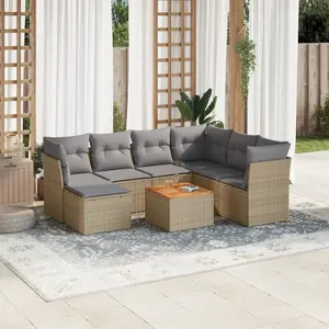 vidaXL Salon de jardin avec coussins 8pcs mélange beige résine tressée pas cher