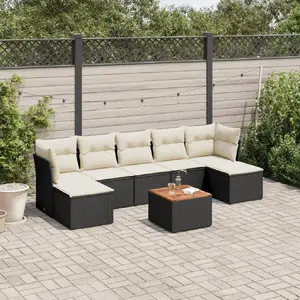 vidaXL Salon de jardin 8 pcs avec coussins noir résine tressée pas cher