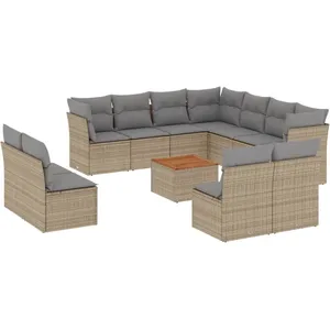 vidaXL Salon de jardin et coussins 12 pcs mélange beige résine tressée pas cher