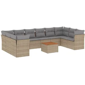 vidaXL Salon de jardin et coussins 11 pcs mélange beige résine tressée pas cher