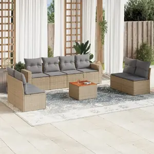 vidaXL Salon de jardin avec coussins 9pcs mélange beige résine tressée pas cher