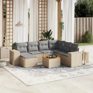 vidaXL Salon de jardin avec coussins 8 pcs beige résine tressée pas cher