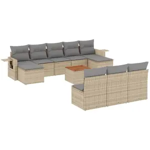 vidaXL Salon de jardin et coussins 11 pcs mélange beige résine tressée pas cher