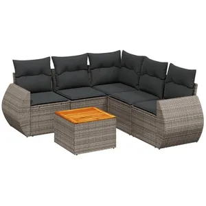 vidaXL Salon de jardin 6 pcs avec coussins gris résine tressée pas cher